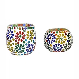 1ST TIME White & Red 2 Pieces Textured Glass Candle Holders-picture-12