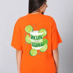 Besick Women Graphic Printed Round Neck Cotton Oversized T-shirt-picture-19