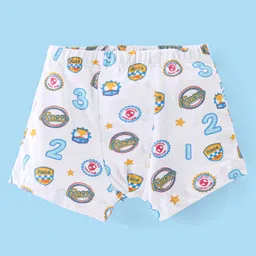 Babyhug 100% Cotton Antibacterial Trunk Briefs Checks & Fox Print Pack of 3- Blue White & Yellow image 4