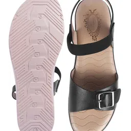 Shoetopia Solid Buckle Closure Sandals - Black image 5