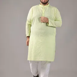 SOJANYA PLUS Size Floral Embroidered Thread Work Band Collar Pure Cotton Straight Kurta-picture-30