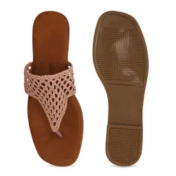 Ishransh Women Textured Open Toe Flats image 4