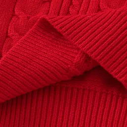 Mark & Mia Viscose Full Sleeves Pullover Sweater with Cable Knit Design - Red image 5