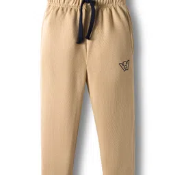 Rikidoos Full Sleeves Brand Name Printed Hooded Sweatshirt With Joggers Set - Fawn image 4