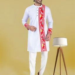 FRANSCART Men Geometric Embroidered Thread Work Kurta-picture-14