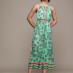 Label Ritu Kumar Green & Off White Printed Basic Jumpsuit-picture-19
