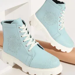 Fausto Women's Sky Blue Derby Boots-picture-23