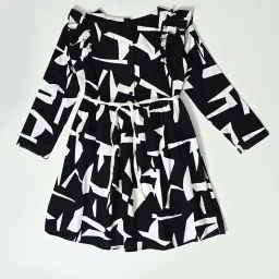 Bella Moda Kids Black Cotton Printed Full Sleeves Dress image 3