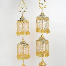 NVR Women's Pack Of 2 Gold- Plated & White Pearl Mirror Work Bridal Layered Kaleera Sets image 3