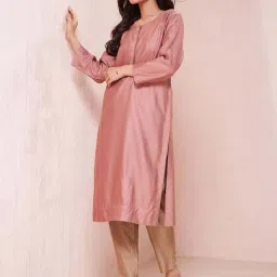 Fabindia Pink Woven Pattern Straight Kurta image 3
