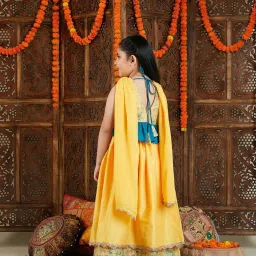 VASTRAMAY Girls Yellow Embroidery Lehenga Cholis image 3