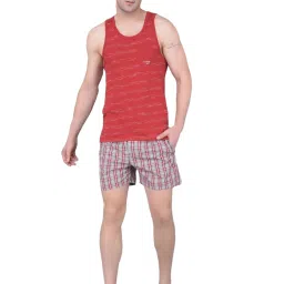 Force NXT Blue & Red Cotton Regular Fit Checks Boxers - Pack Of 2 image 3