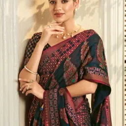 Elora Teal Woven Saree image 2