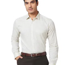 Park Avenue Light Yellow Slim Fit Check Shirt-image-31