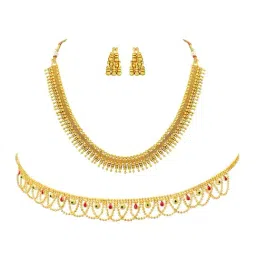 Peora Combo of Golden Necklace Set with Waist Belt for Women-image-92