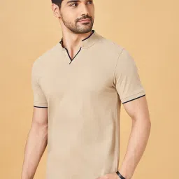 Byford By Pantaloons Beige Slim Fit T-Shirt image 3