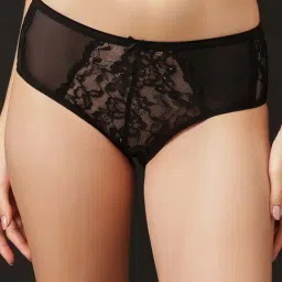 Clovia Black Regular Fit Self Pattern Panties-picture-30