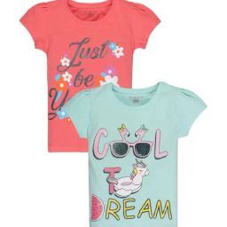 Plum Tree Kids Orange & Mint Printed T-Shirt (Pack Of 2)-picture-43