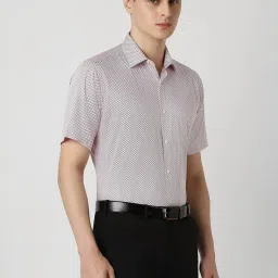 Van Heusen White Cotton Regular Fit Printed Shirt image 3