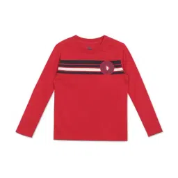 U.S. Polo Assn. Kids Red Cotton Striped Full Sleeves T-Shirt-image-78