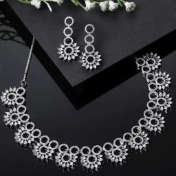 Zeneme Rhodium Plated AD Jewellery Set-picture-32
