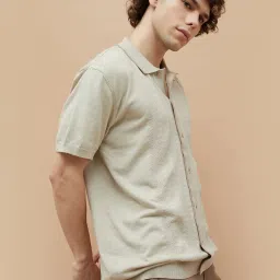 Fame Forever by Lifestyle Beige Regular Fit Self Design Shirt image 3