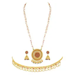 Peora Combo of Golden Necklace Set with Waist Belt for Women-image-49