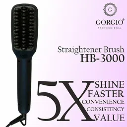 Gorgio Professional HB3000 Hair Straightener Brush with Ceramic Coating (Black) image 3