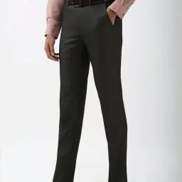Peter England Black Slim Fit Printed Trousers image 3
