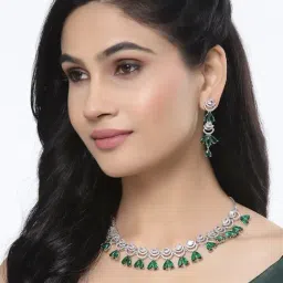 Zeneme Rhodium Plated AD Studded Jewellery Set image 3