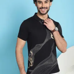 Venitian- Forbidden Clothing Black Slim Fit Printed Polo T-Shirt-picture-21