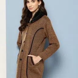 Aarika Brown Wool Solid Cardigan image 3
