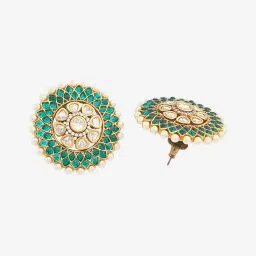 Kushal's Fashion Jewellery Green Victorian Polished Kundan Earrings for Women image 3