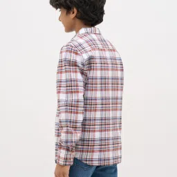 Jack & Jones Junior Boys Bright White Cotton Chequered Regular Fit Shirt image 3