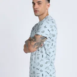 Puma Blue Cotton Slim Fit Printed Tee image 3