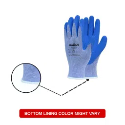 Karam Safety Hand Gloves Polycotton Blue & Blue Natural Latex Coating 10 Gauge Size L, HS 03 (Pack of 12 Pair) image 2