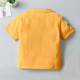 Codez Boys White & Yellow Solid Polo T-shirt image 3