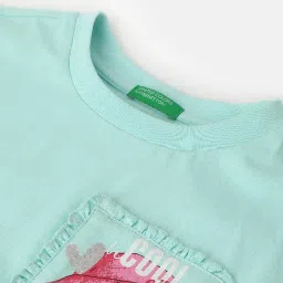 United Colors of Benetton Kids Blue Cotton Tshirt image 3
