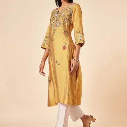 Marigold Lane Golden Embroidered A Line Kurta image 3
