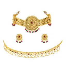 Peora Combo of Golden Necklace Set with Waist Belt for Women-picture-23