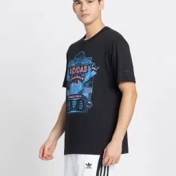 Adidas Black 100% Cotton Regular PrintedT-Shirt image 3