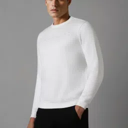 Louis Philippe White Cotton Regular Fit Logo Printed Sweatshirt image 3