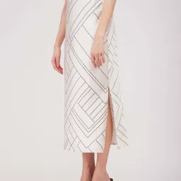 Fablestreet White Printed A-Line Skirt image 3