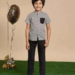 Lil Drama Kids Brown Printed Regular Fit Shirt-picture-15