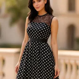MARC LOUIS Women Polka Dot Printed Fit & Flare Dress-picture-27