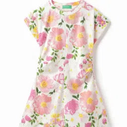 United Colors of Benetton Girls White Floral Print Dress-picture-36