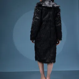 bebe Faux Fur Notched Lapel Collar Single-Breasted Overcoat image 4