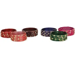 SOMIL Set Of 28 Stone-Studded & Beaded Bangles-picture-37