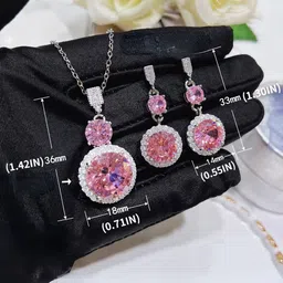Designs & You Silver Plated Cubic Zirconia Studded Jewellery Set image 2