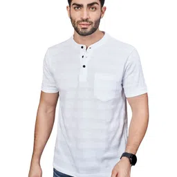 BE POSITIVE Men Striped Henley Neck Regular Fit T-shirt image 2